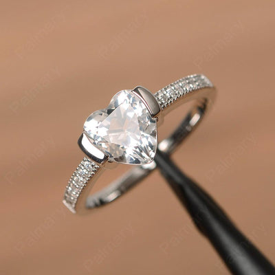 Heart Shaped White Topaz Engagement Rings - Palmary