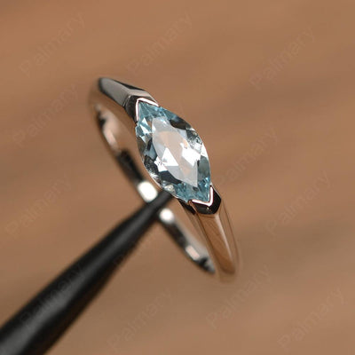 East West Marquise Cut Aquamarine Rings - Palmary