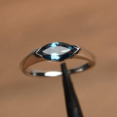East West Marquise Cut London Blue Topaz Rings - Palmary