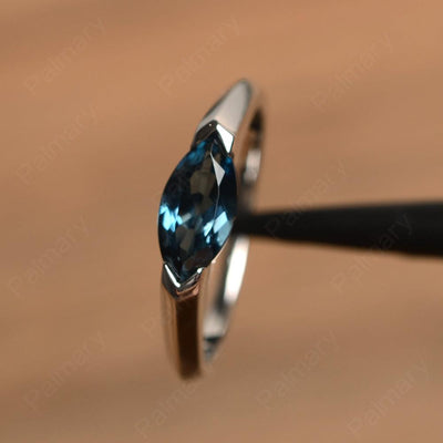 East West Marquise Cut London Blue Topaz Rings - Palmary