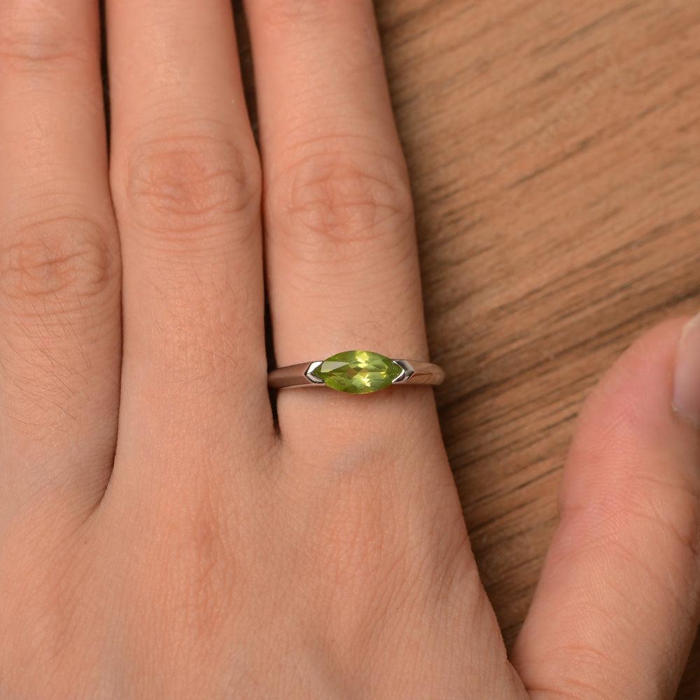 East West Marquise Cut Peridot Rings - Palmary