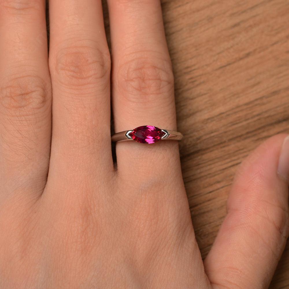 East West Marquise Cut Ruby Rings - Palmary