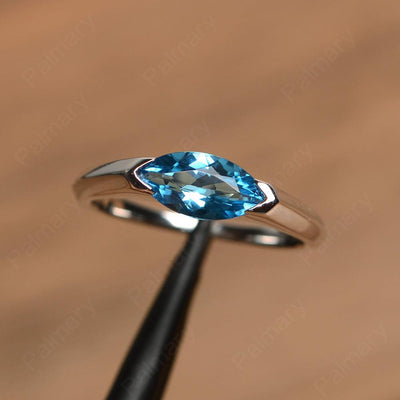 East West Marquise Cut Swiss Blue Topaz Rings - Palmary