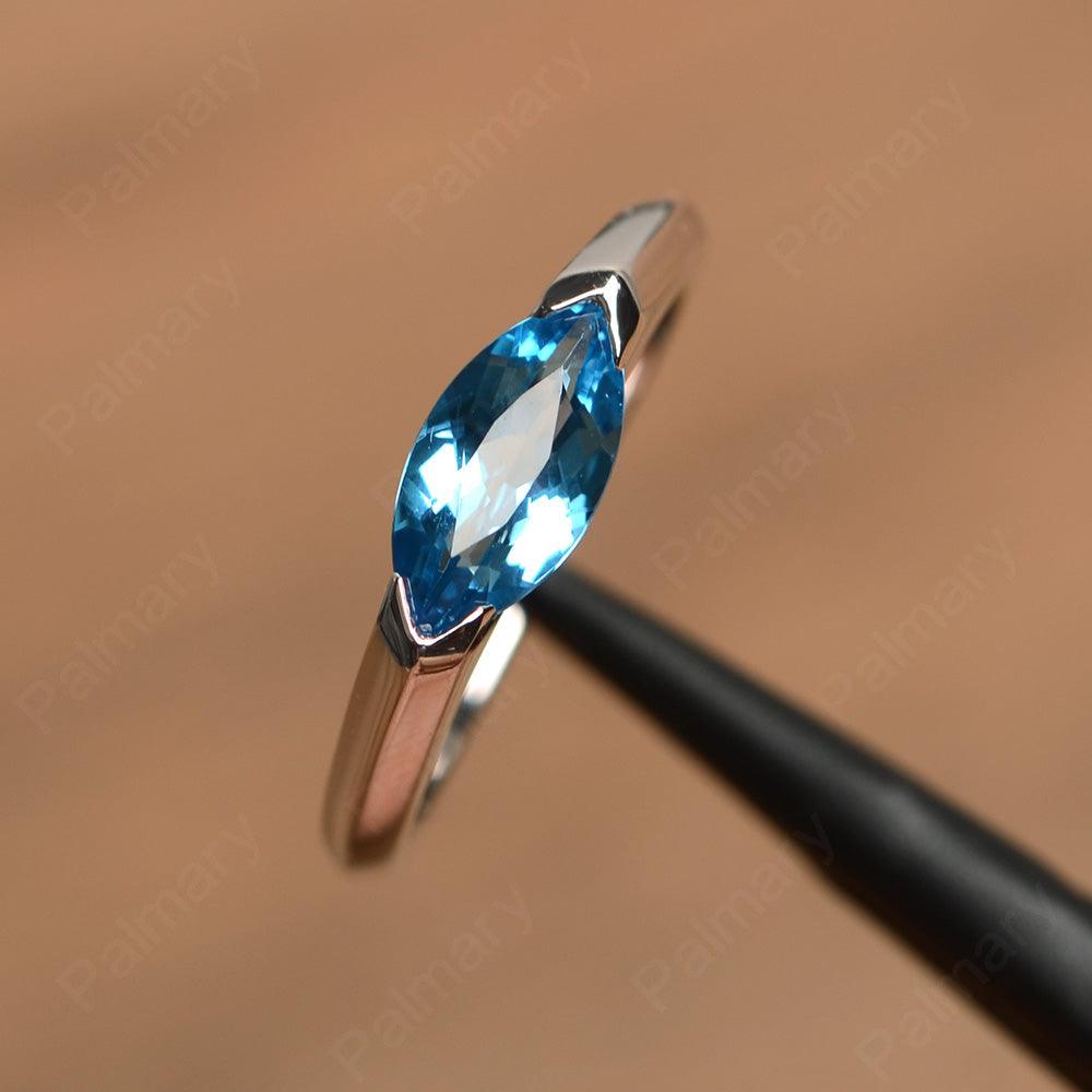 East West Marquise Cut Swiss Blue Topaz Rings - Palmary
