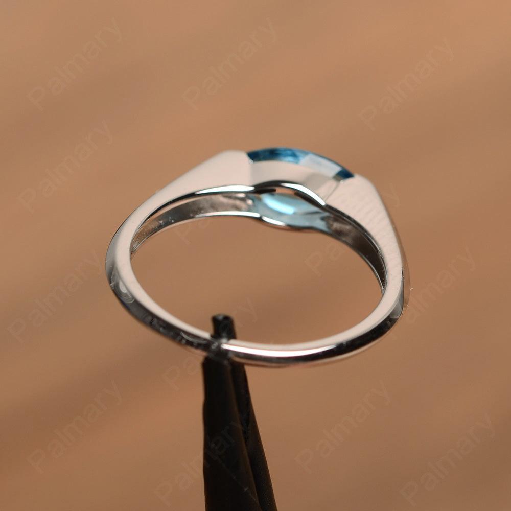 East West Marquise Cut Swiss Blue Topaz Rings - Palmary