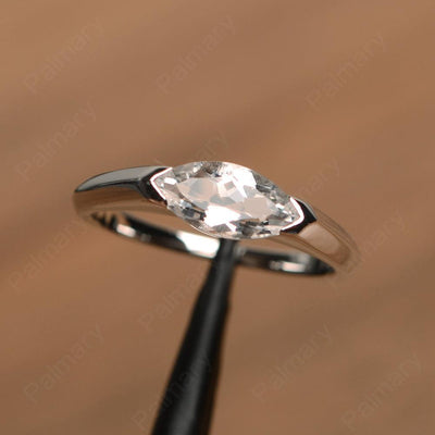 East West Marquise Cut White Topaz Rings - Palmary