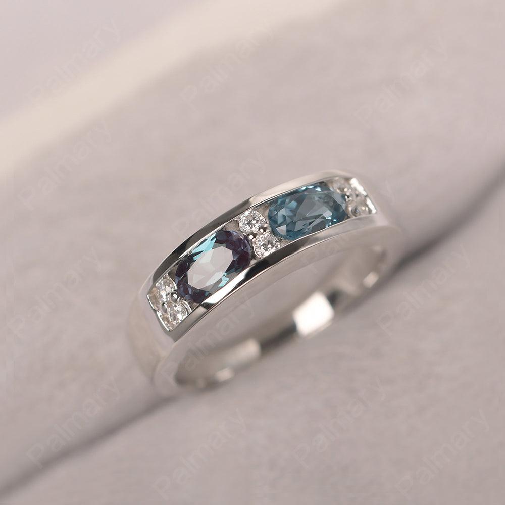 Oval Cut Alexandrite And London Blue Topaz Two Stone Rings - Palmary