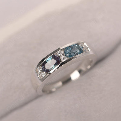 Oval Cut Alexandrite And London Blue Topaz Two Stone Rings - Palmary