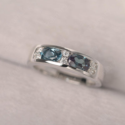 Oval Cut Alexandrite And London Blue Topaz Two Stone Rings - Palmary