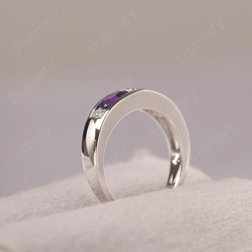 Oval Cut Amethyst And Diopside Two Stone Rings - Palmary