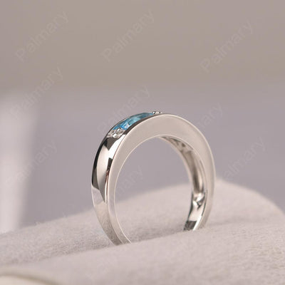 Oval Cut Aquamarine And Swiss Blue Topaz Two Stone Rings - Palmary