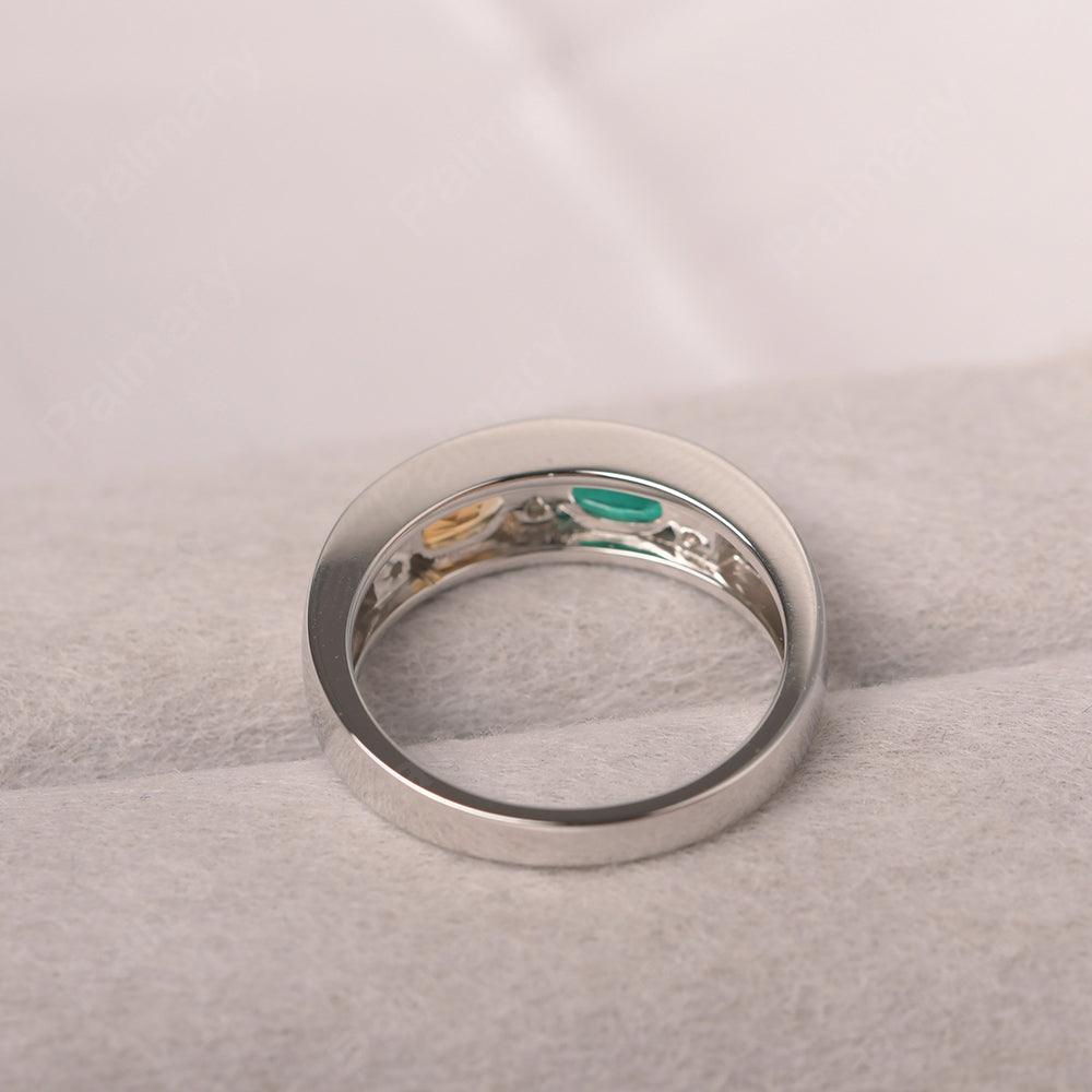 Oval Cut Citrine And Emerald Two Stone Rings - Palmary