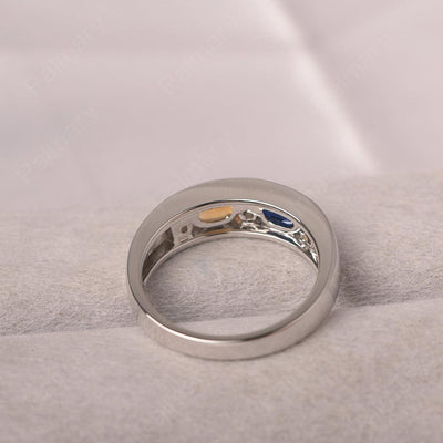 Oval Cut Citrine And Sapphire Two Stone Rings - Palmary