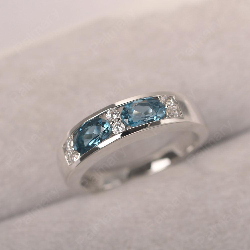 Oval Cut London Blue Topaz Two Stone Rings - Palmary