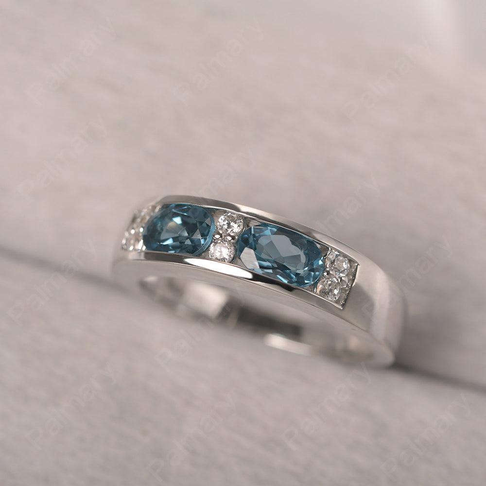 Oval Cut London Blue Topaz Two Stone Rings - Palmary