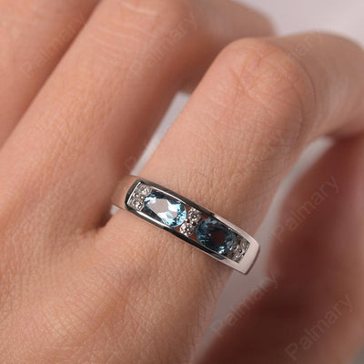 Oval Cut London Blue Topaz Two Stone Rings - Palmary