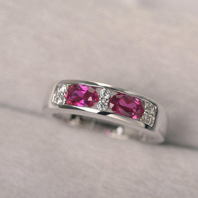 Oval Cut Ruby Two Stone Rings - Palmary