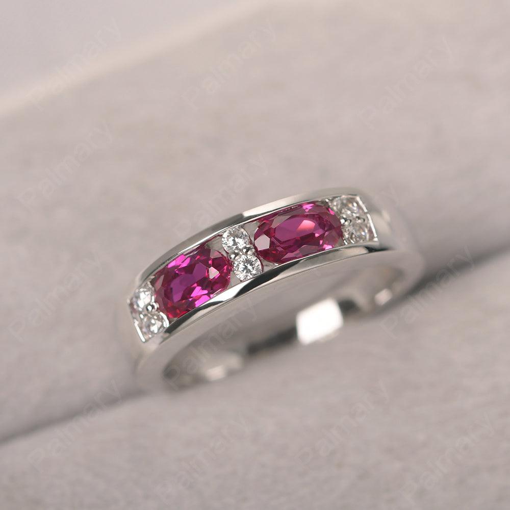 Oval Cut Ruby Two Stone Rings - Palmary