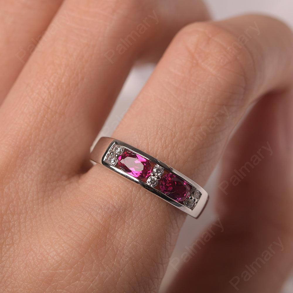 Oval Cut Ruby Two Stone Rings - Palmary