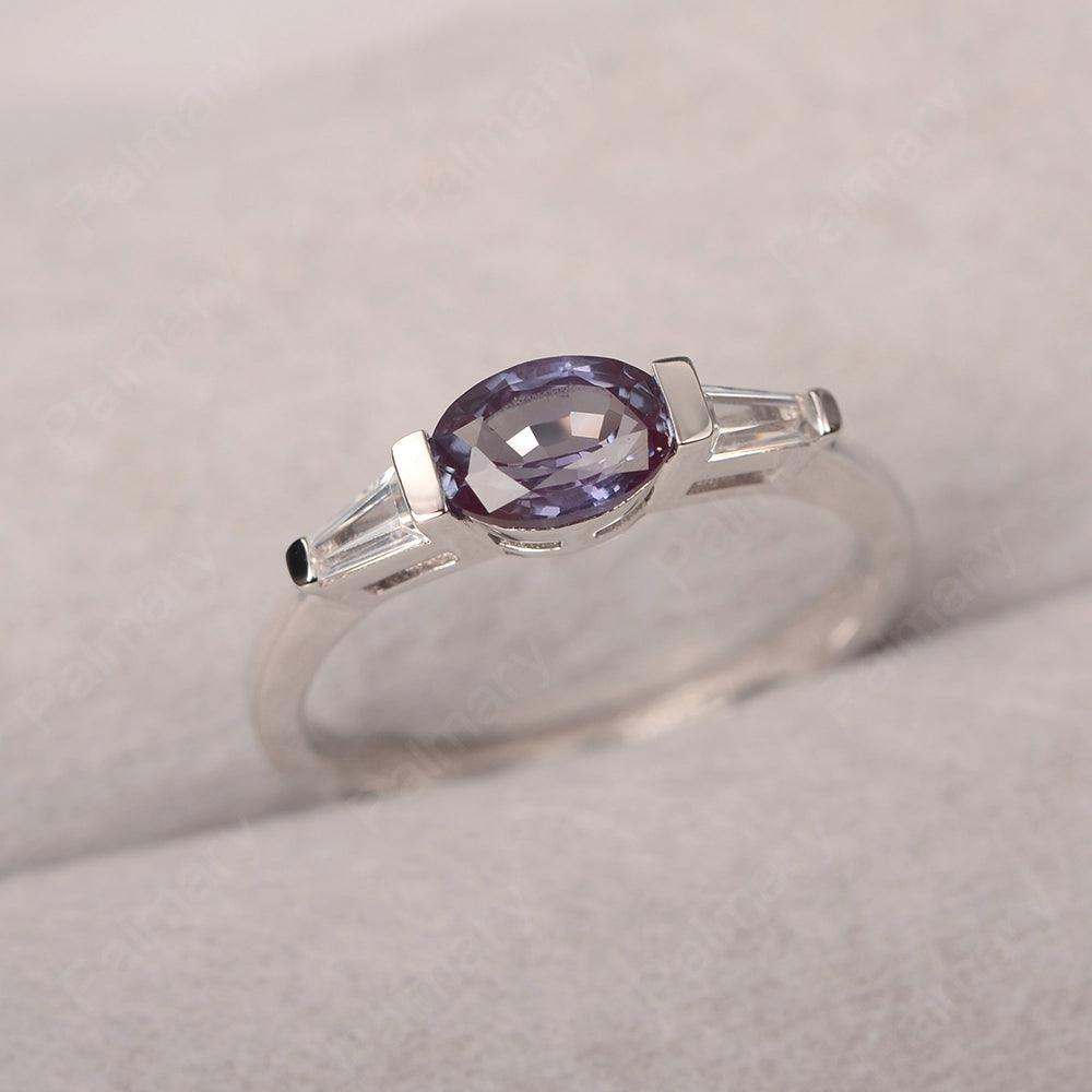 East West Oval Alexandrite Engagement Ring - Palmary