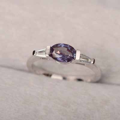 East West Oval Alexandrite Engagement Ring - Palmary