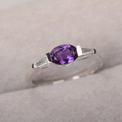 East West Oval Amethyst Engagement Ring - Palmary