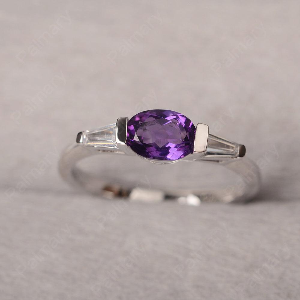 East West Oval Amethyst Engagement Ring - Palmary