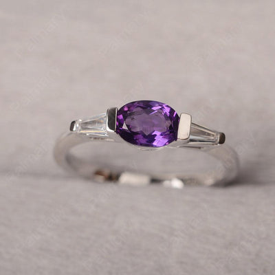 East West Oval Amethyst Engagement Ring - Palmary