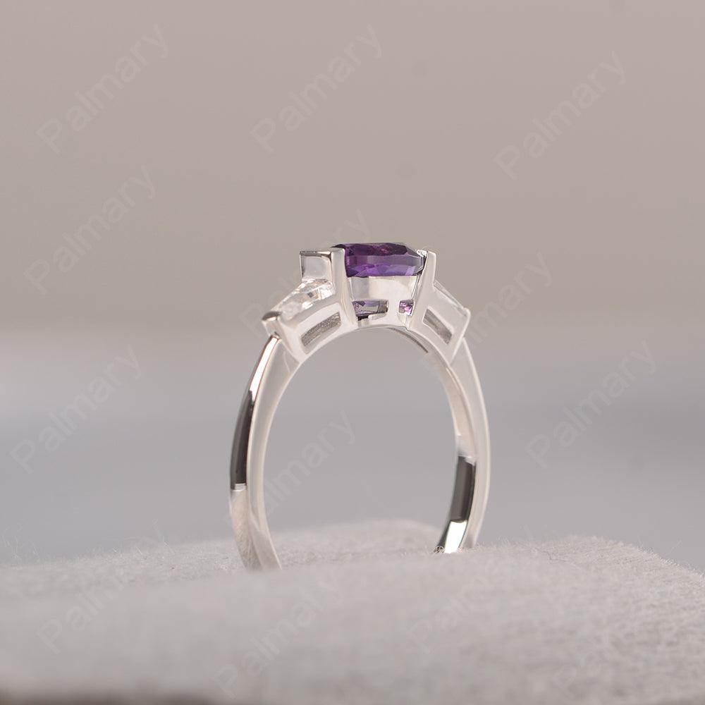 East West Oval Amethyst Engagement Ring - Palmary