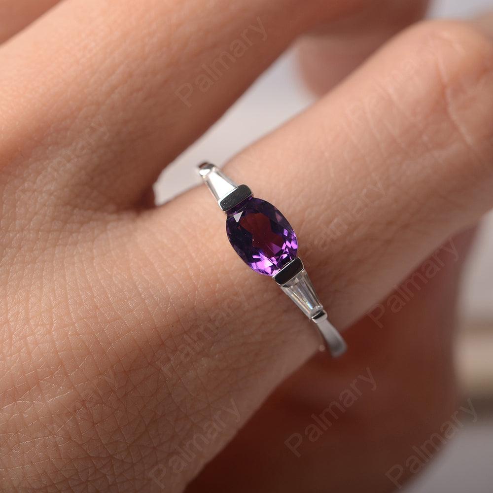 East West Oval Amethyst Engagement Ring - Palmary