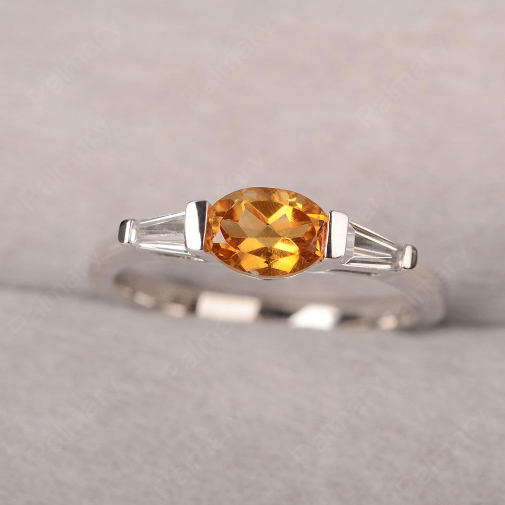East West Oval Citrine Engagement Ring - Palmary
