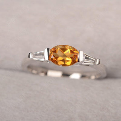 East West Oval Citrine Engagement Ring - Palmary