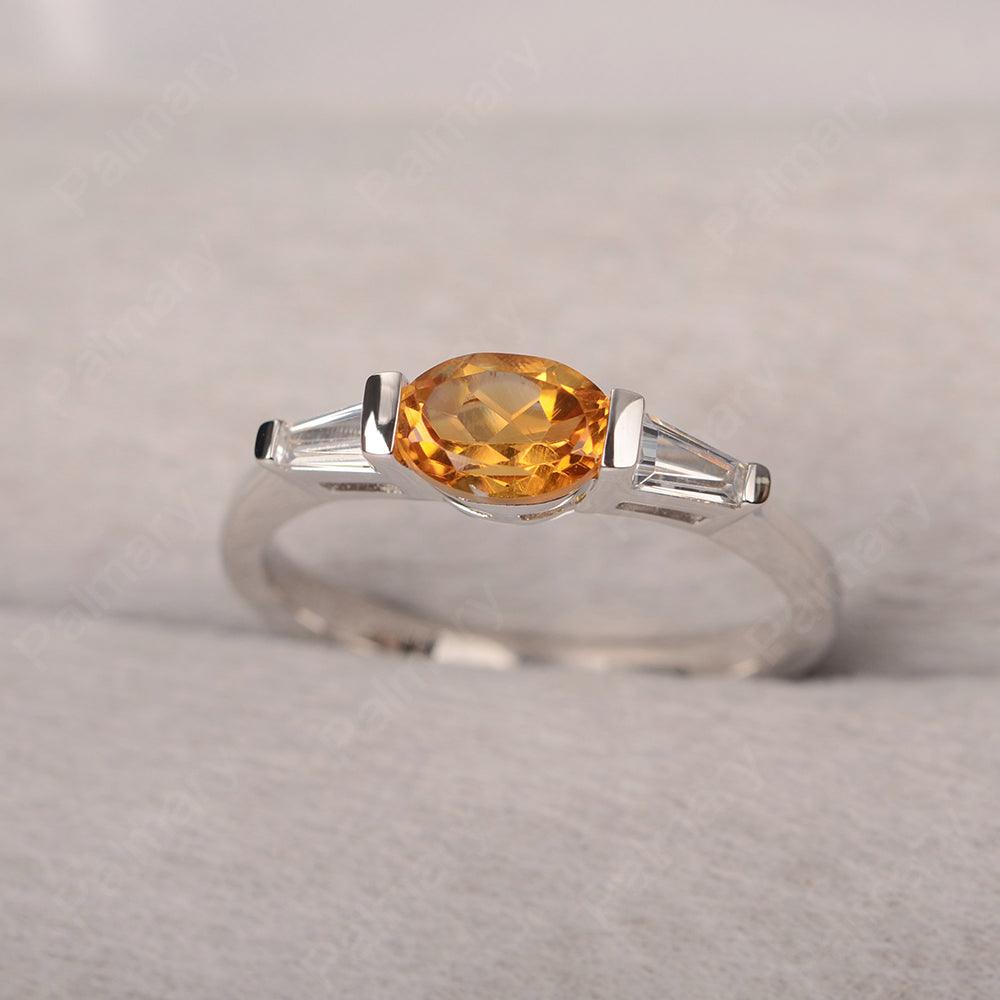 East West Oval Citrine Engagement Ring - Palmary