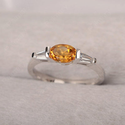 East West Oval Citrine Engagement Ring - Palmary