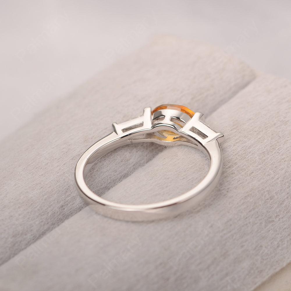 East West Oval Citrine Engagement Ring - Palmary