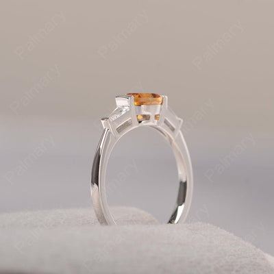 East West Oval Citrine Engagement Ring - Palmary