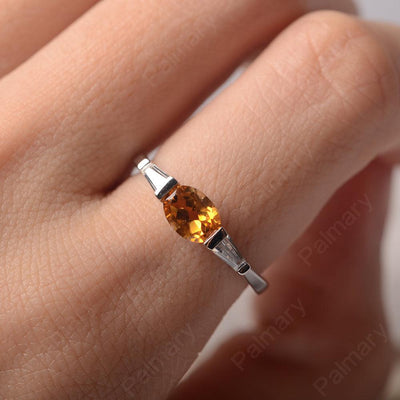 East West Oval Citrine Engagement Ring - Palmary