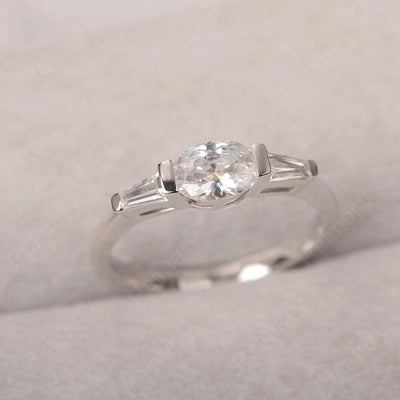 East West Oval Cubic Zirconia Engagement Ring - Palmary