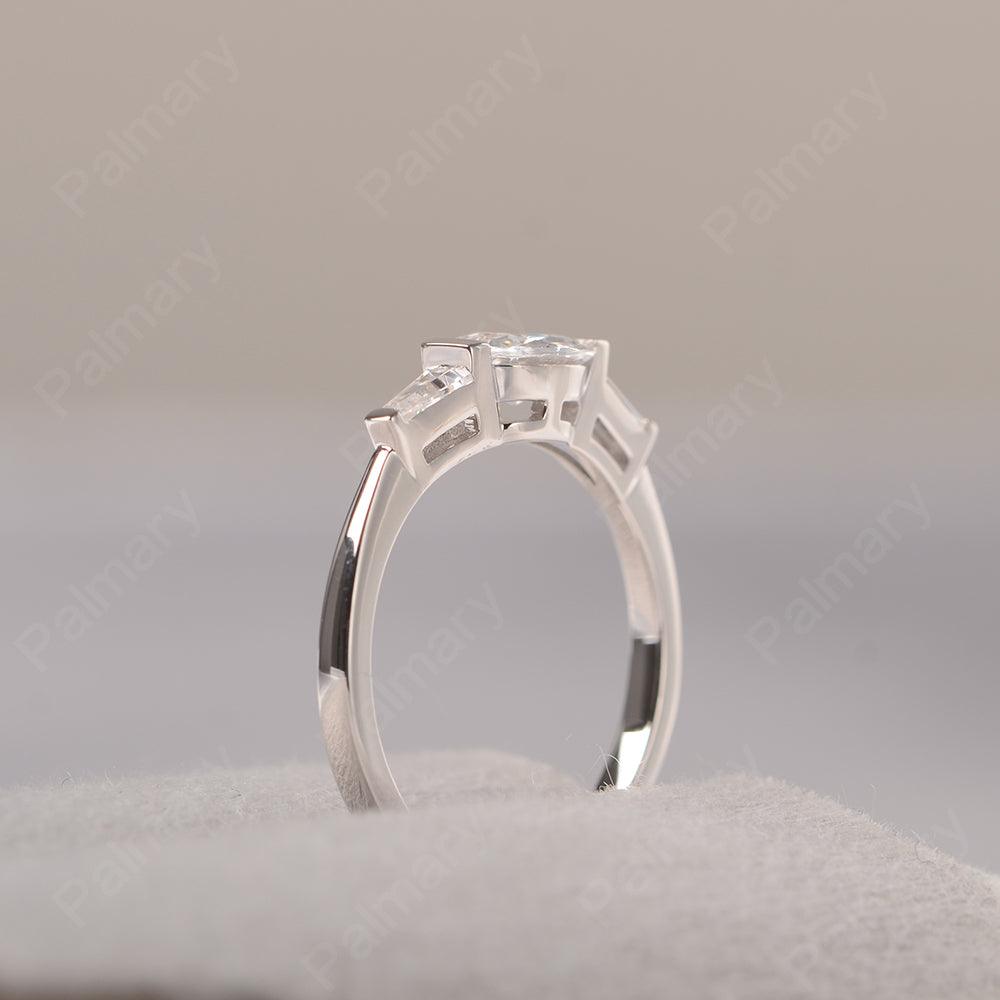 East West Oval Cubic Zirconia Engagement Ring - Palmary