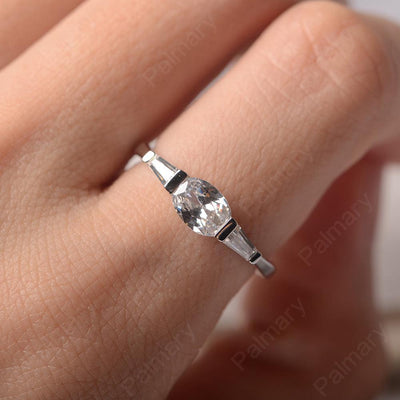 East West Oval Cubic Zirconia Engagement Ring - Palmary