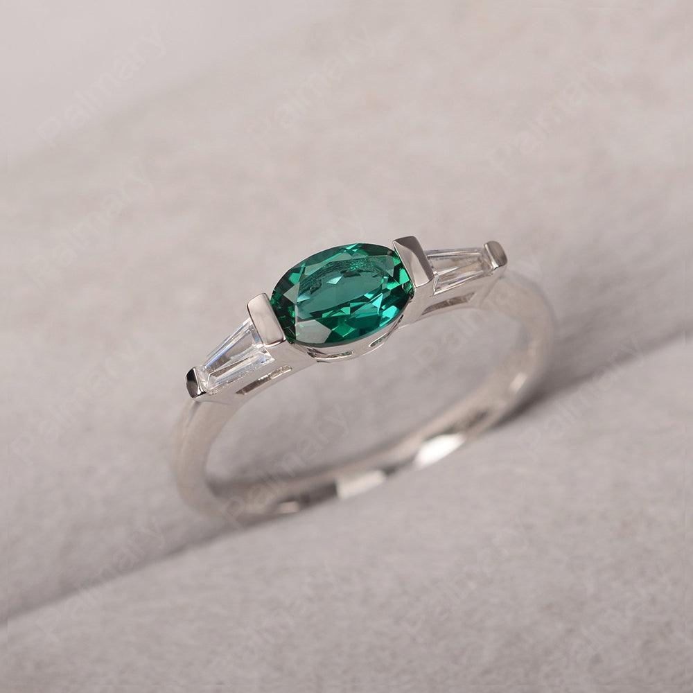 East West Oval Emerald Engagement Ring - Palmary