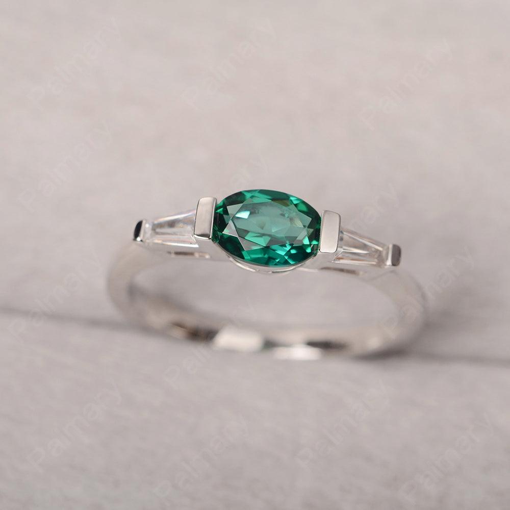 East West Oval Emerald Engagement Ring - Palmary