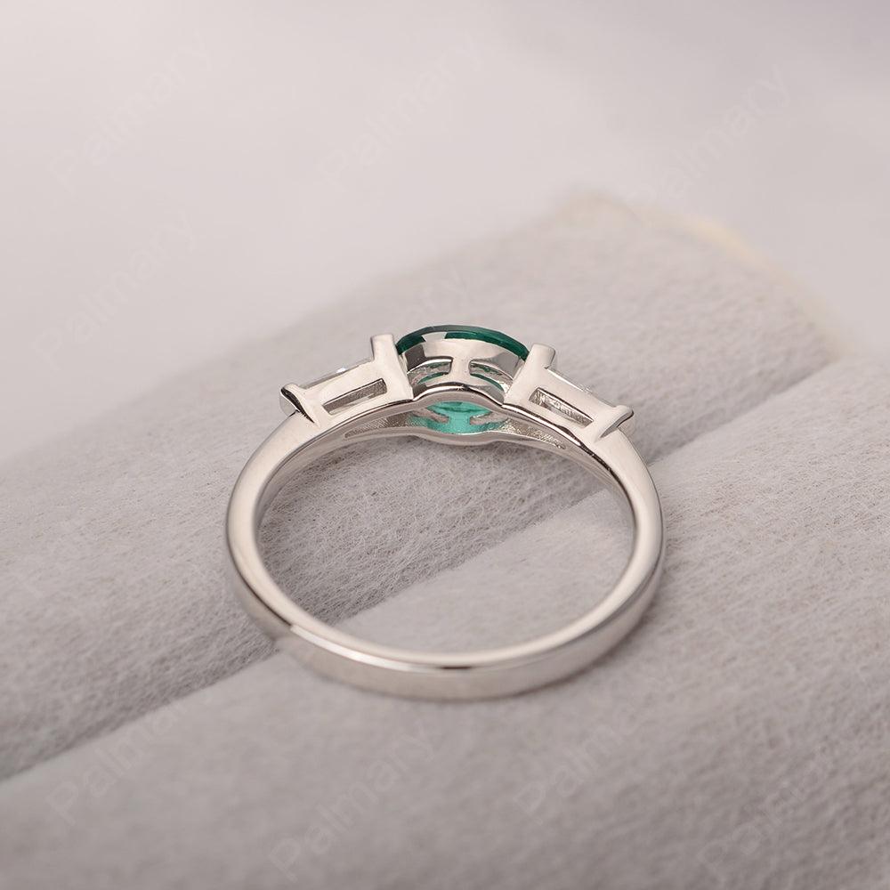 East West Oval Emerald Engagement Ring - Palmary