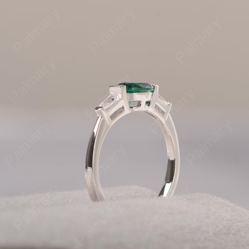 East West Oval Emerald Engagement Ring - Palmary