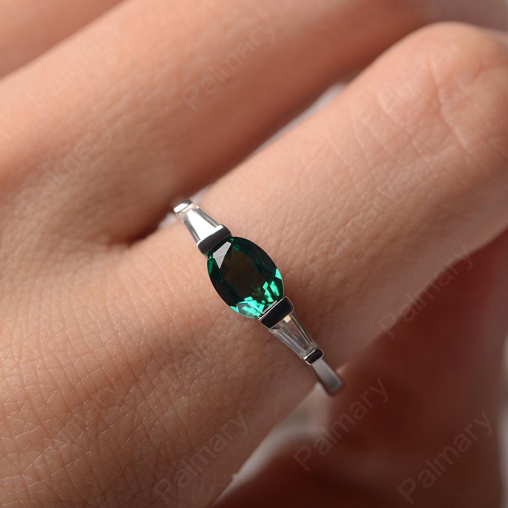East West Oval Emerald Engagement Ring - Palmary
