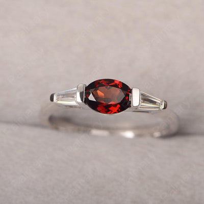 East West Oval Garnet Engagement Ring - Palmary