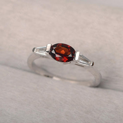 East West Oval Garnet Engagement Ring - Palmary