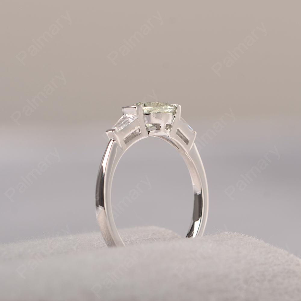 East West Oval Green Amethyst Engagement Ring - Palmary