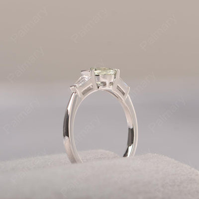 East West Oval Green Amethyst Engagement Ring - Palmary