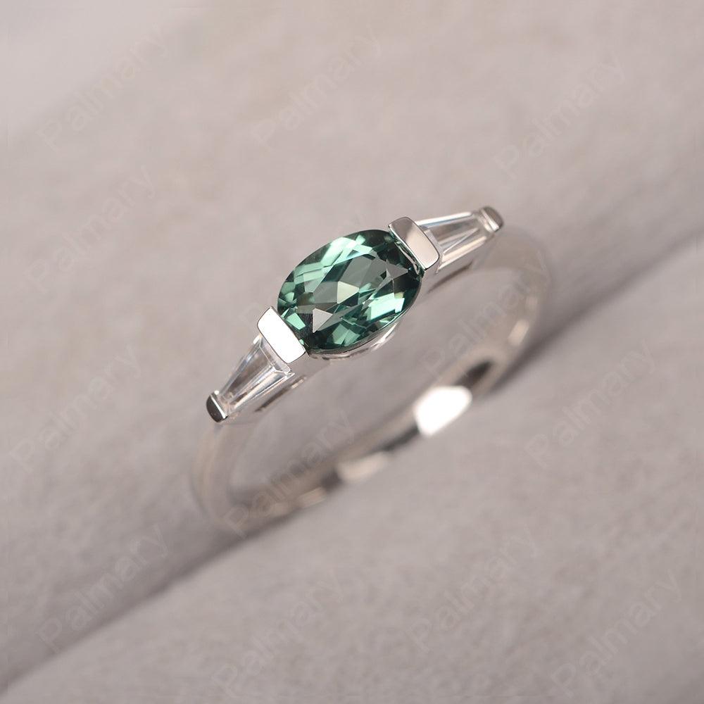 East West Oval Green Sapphire Engagement Ring - Palmary